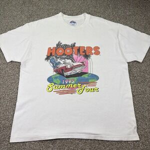 Vintage Hooters Shirt 1995 Tour Double Sided Grail Single Stitch White Great